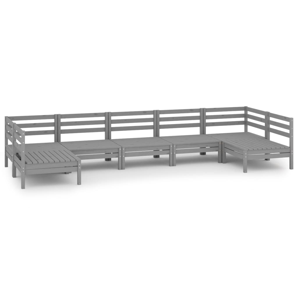 NNEVL 7 Piece Garden Lounge Set Grey Solid Pinewood