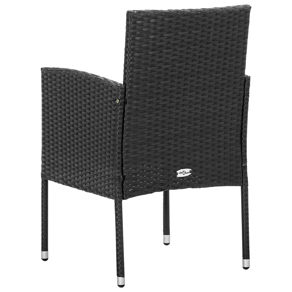 NNEVL Garden Chairs with Black Cushions 4 pcs Black Poly Rattan