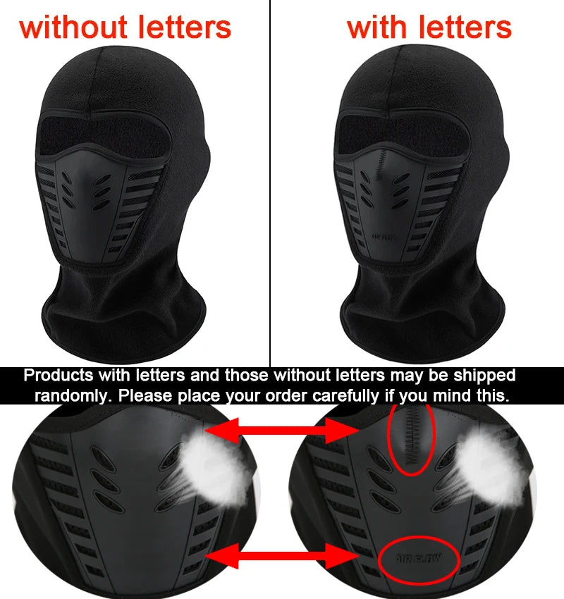 Winter Thermal Motorcycle Mask Windproof Balaclava Cap Face Cover Fleece for Ski Cycling Riding Warm Dustproof Full Face Mask