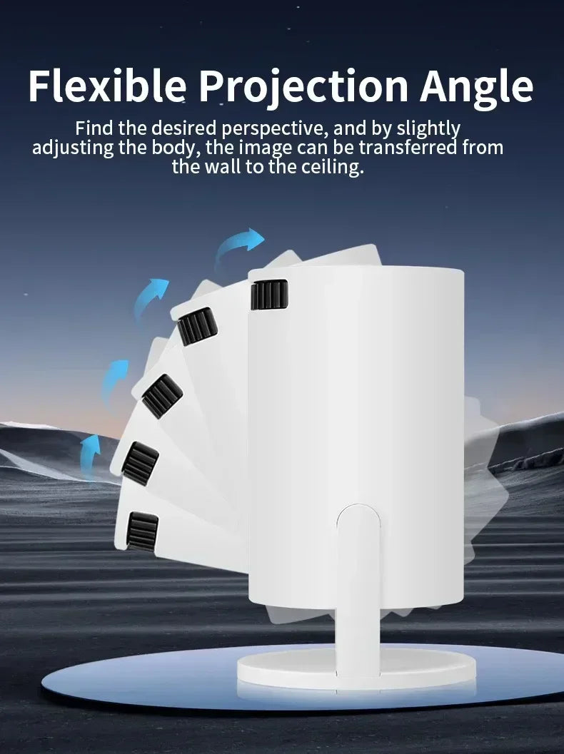 HY200 2025 1080P Full HD Projector with 270° Swivel, Portable Outdoor Movie Projector Compatible with HDMI USB for iPhone Androi