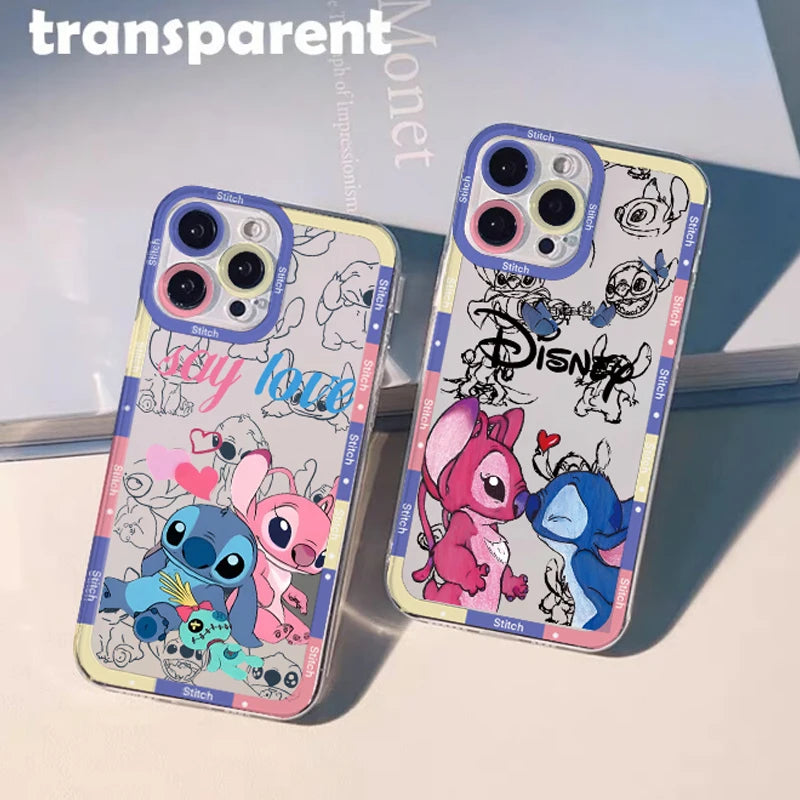 Stitch Angel Couple Phone Case For IPhone 11 12 14 15 16 Pro Max Mini X XS Max 7 8 6 6S Plus Casing Soft Clear TPU Cover