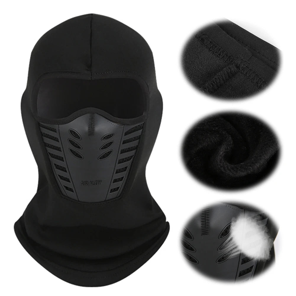 Winter Thermal Motorcycle Mask Windproof Balaclava Cap Face Cover Fleece for Ski Cycling Riding Warm Dustproof Full Face Mask