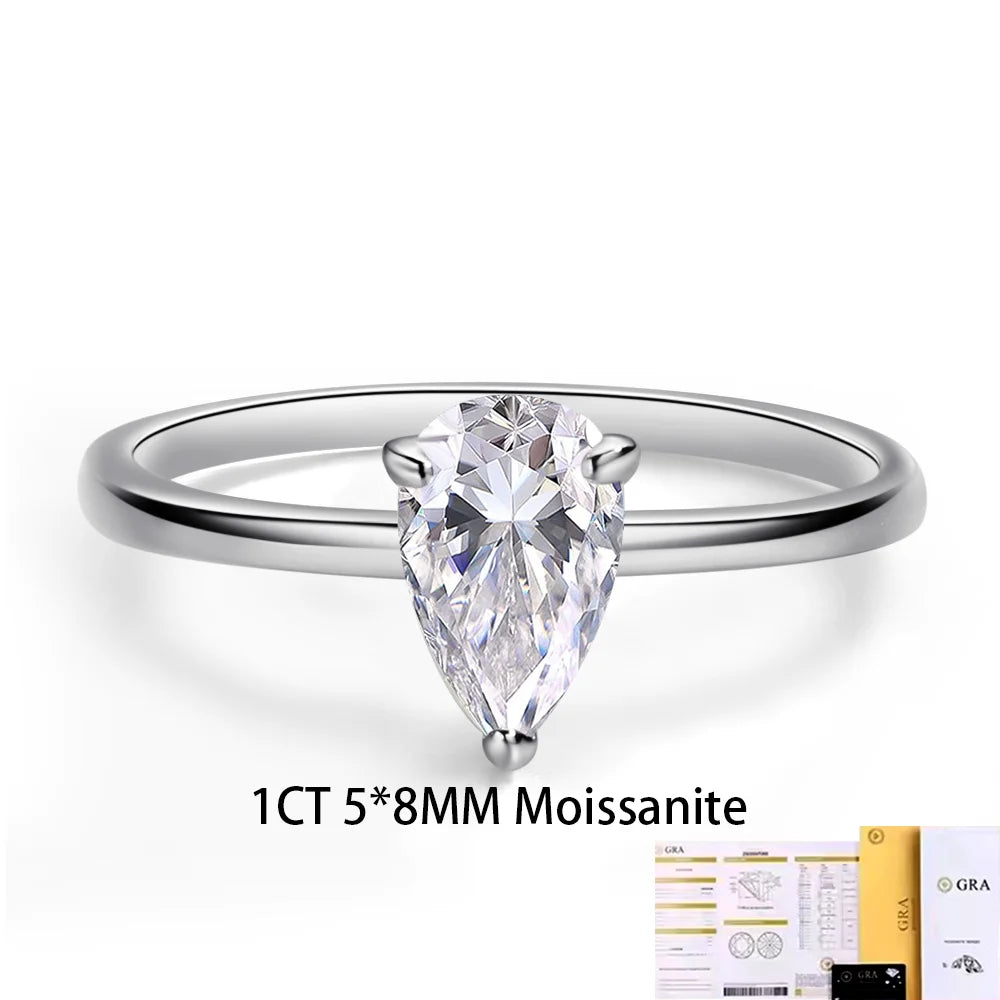 COSYA 1-4CT Pear Cut Moissanite Ring S925 Silver D VVS1 Lab Diamond Waterdrop Wedding Band For Women Sparkling Fine Jewelry