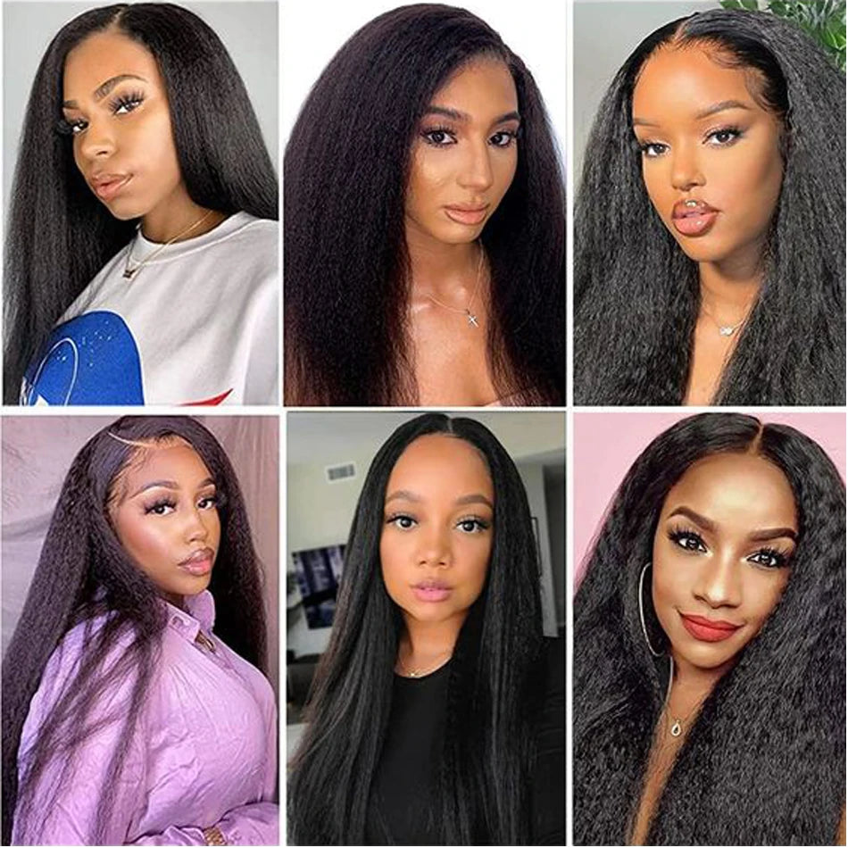 Alibele Kinky Straight Human Hair Bundles 32 Inches Malaysia Remy Hair Yaki Straight Hair Bundles Natural Color for Black Women