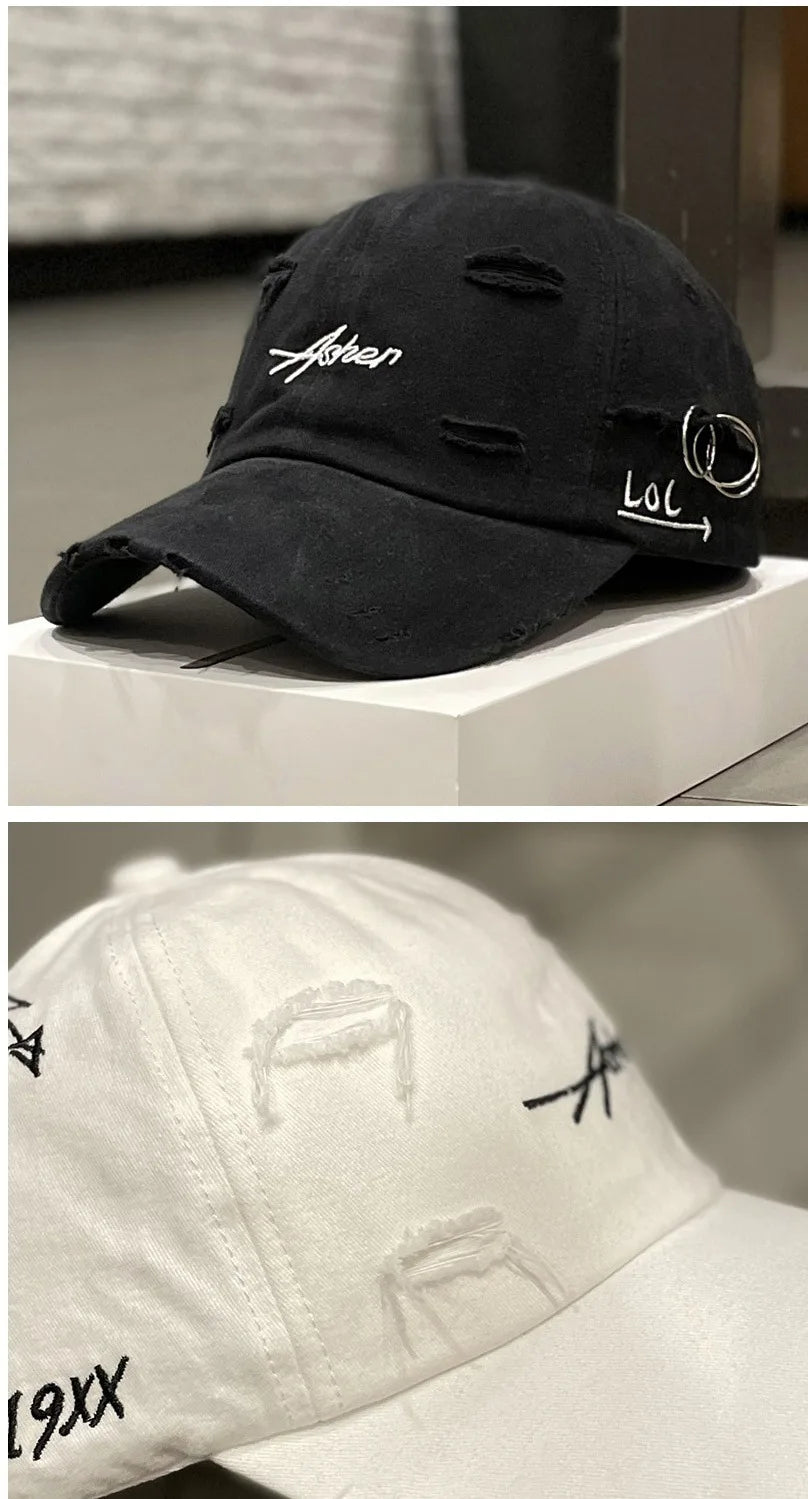 Korean version retro broken soft cap female spring and autumn fashion personality simple street sunscreen baseball cap tide