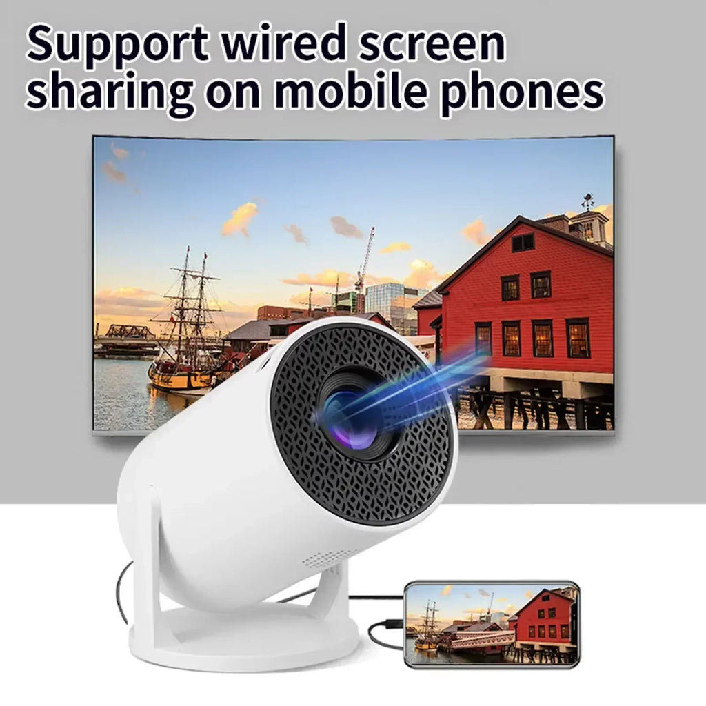 HY200 2025 1080P Full HD Projector with 270° Swivel, Portable Outdoor Movie Projector Compatible with HDMI USB for iPhone Androi