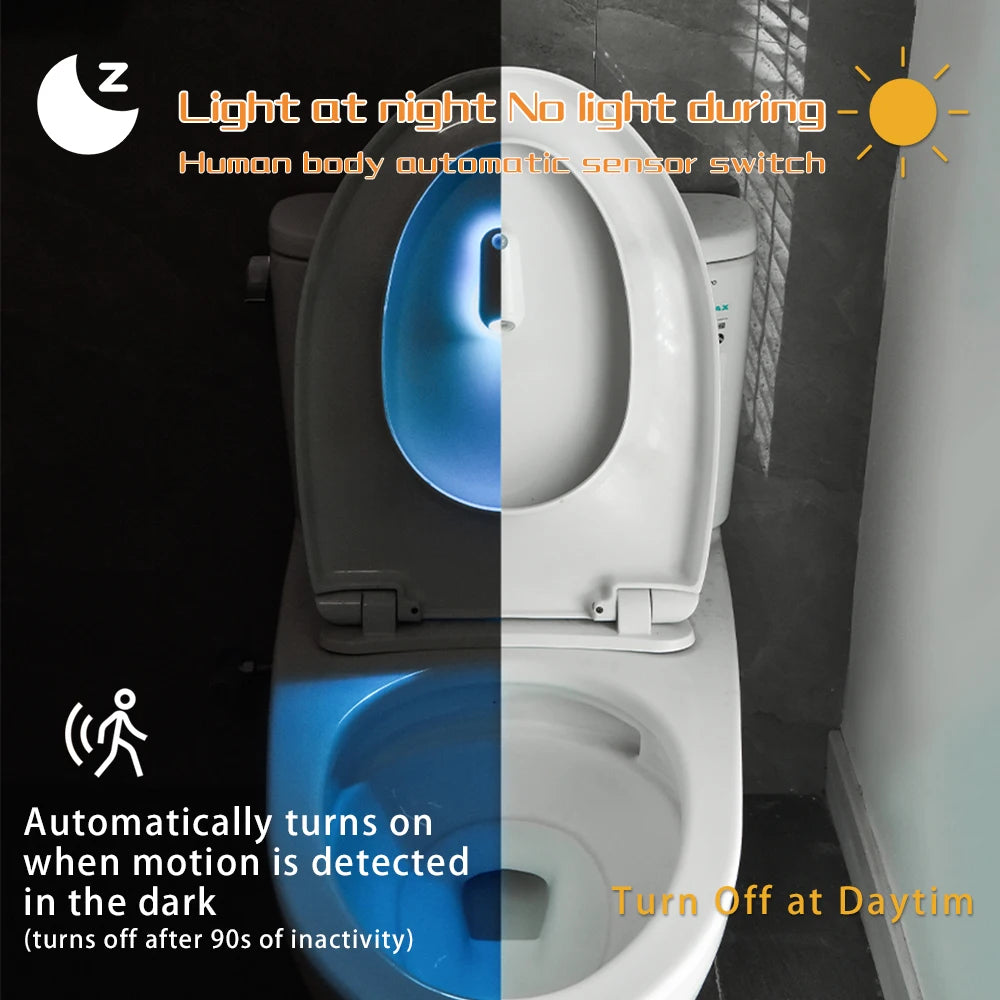 LED Smart Motion Sensor Night Light, Toilet Seat Lights, USB rechargeable 8Color Lamp for Summer Corridor WC Camping Home Decor