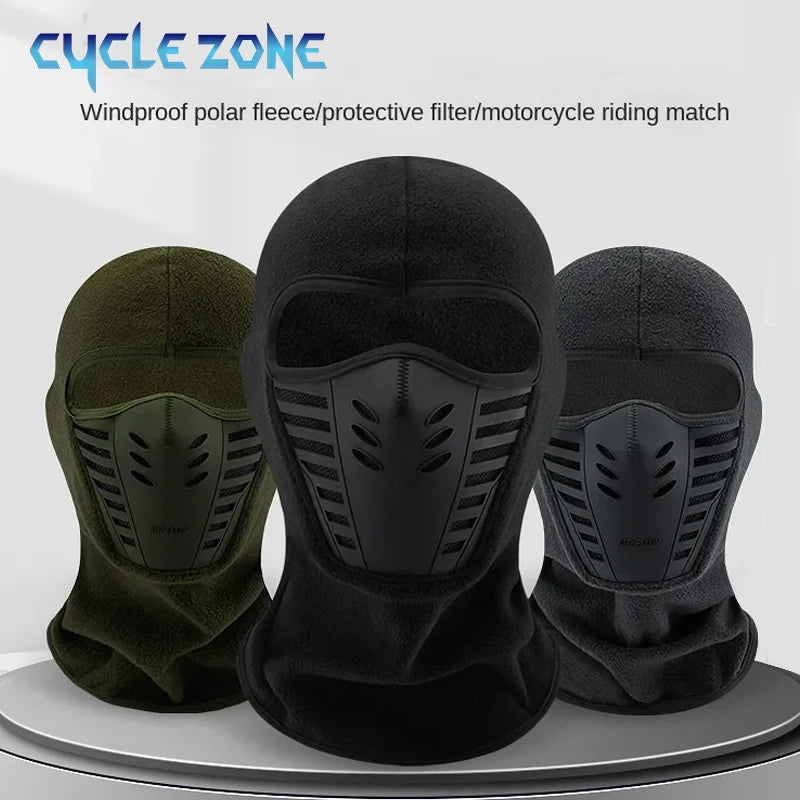 Winter Thermal Motorcycle Mask Windproof Balaclava Cap Face Cover Fleece for Ski Cycling Riding Warm Dustproof Full Face Mask