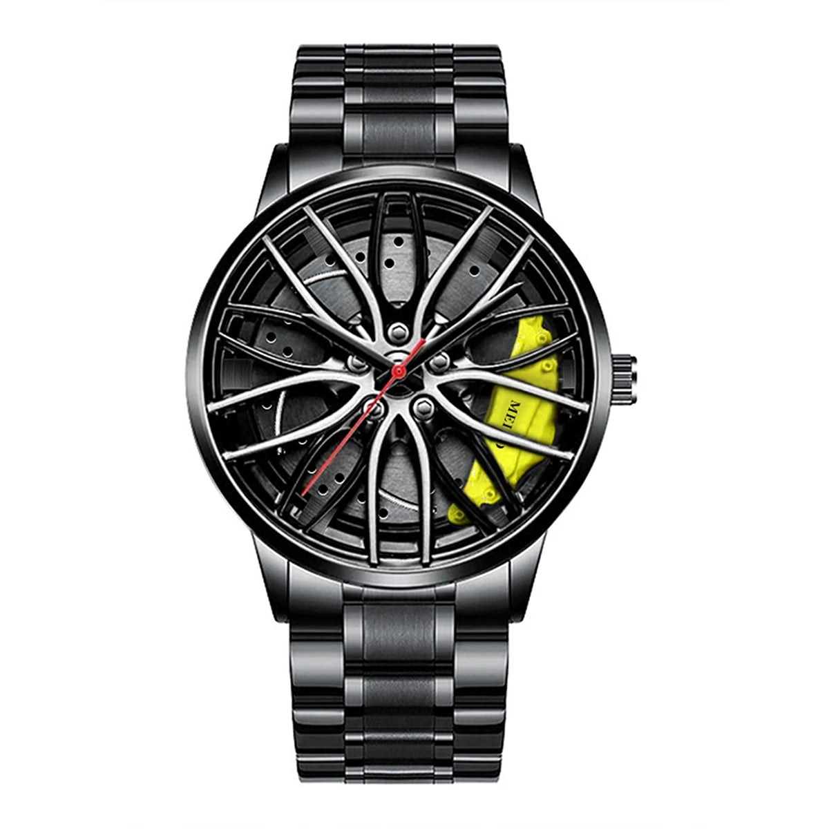 Fashion Men Sports Watches 3d Car Wheel Stainless Steel Band Wrist Watch Men's Quartz Watch Men's Watches