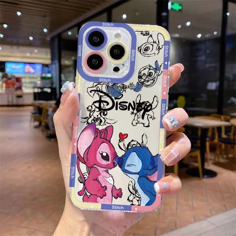 Stitch Angel Couple Phone Case For IPhone 11 12 14 15 16 Pro Max Mini X XS Max 7 8 6 6S Plus Casing Soft Clear TPU Cover