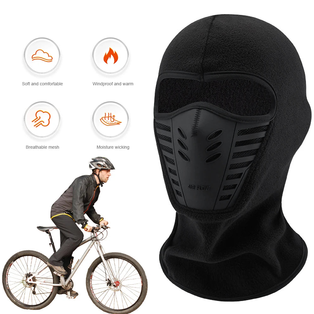 Winter Thermal Motorcycle Mask Windproof Balaclava Cap Face Cover Fleece for Ski Cycling Riding Warm Dustproof Full Face Mask