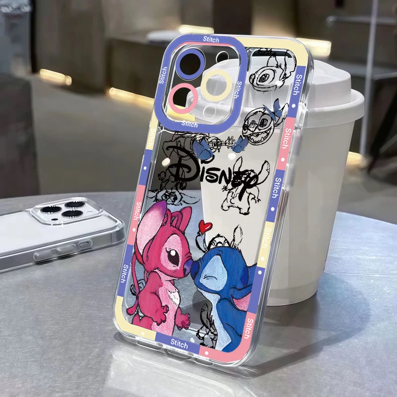 Stitch Angel Couple Phone Case For IPhone 11 12 14 15 16 Pro Max Mini X XS Max 7 8 6 6S Plus Casing Soft Clear TPU Cover