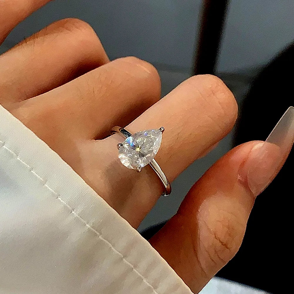 COSYA 1-4CT Pear Cut Moissanite Ring S925 Silver D VVS1 Lab Diamond Waterdrop Wedding Band For Women Sparkling Fine Jewelry