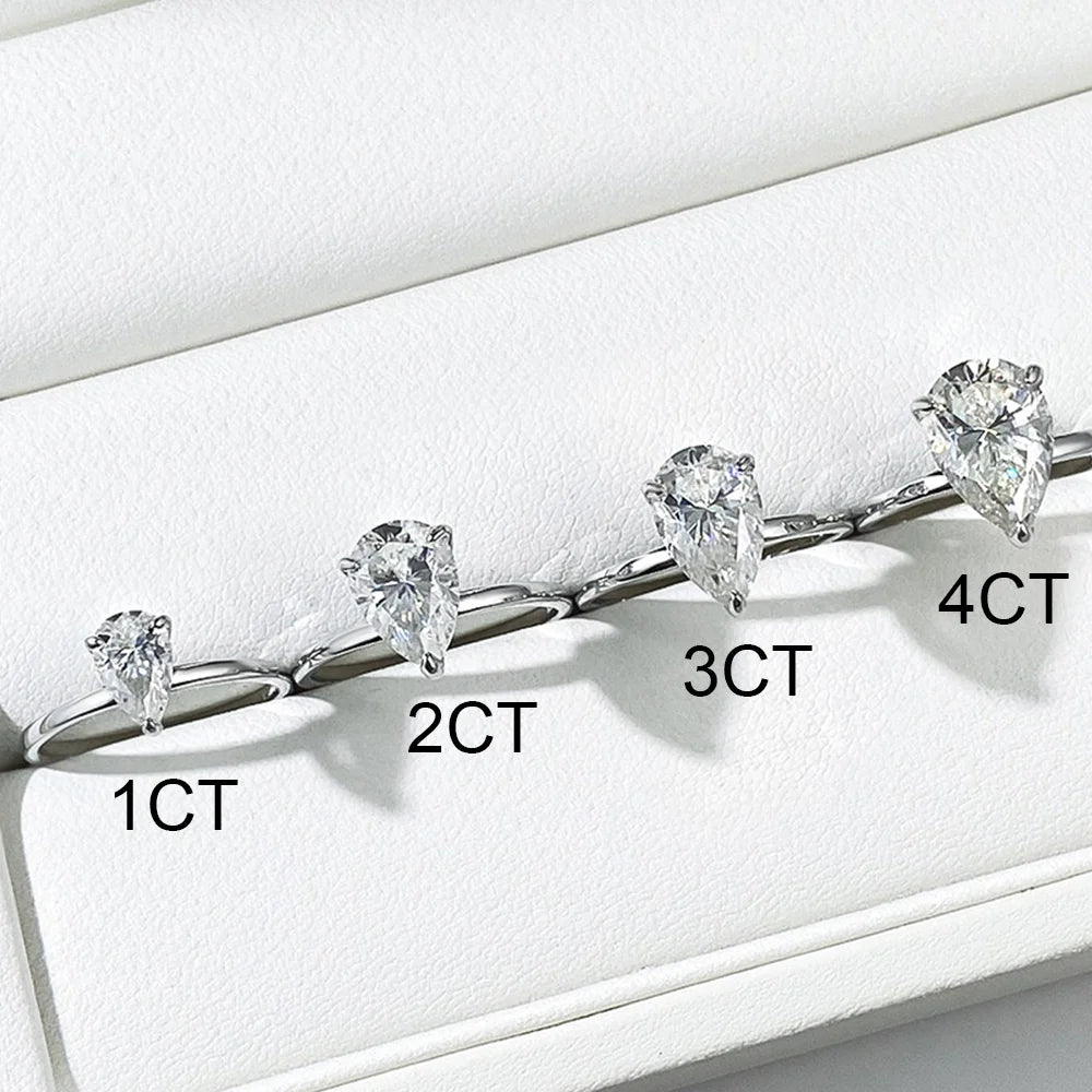 COSYA 1-4CT Pear Cut Moissanite Ring S925 Silver D VVS1 Lab Diamond Waterdrop Wedding Band For Women Sparkling Fine Jewelry