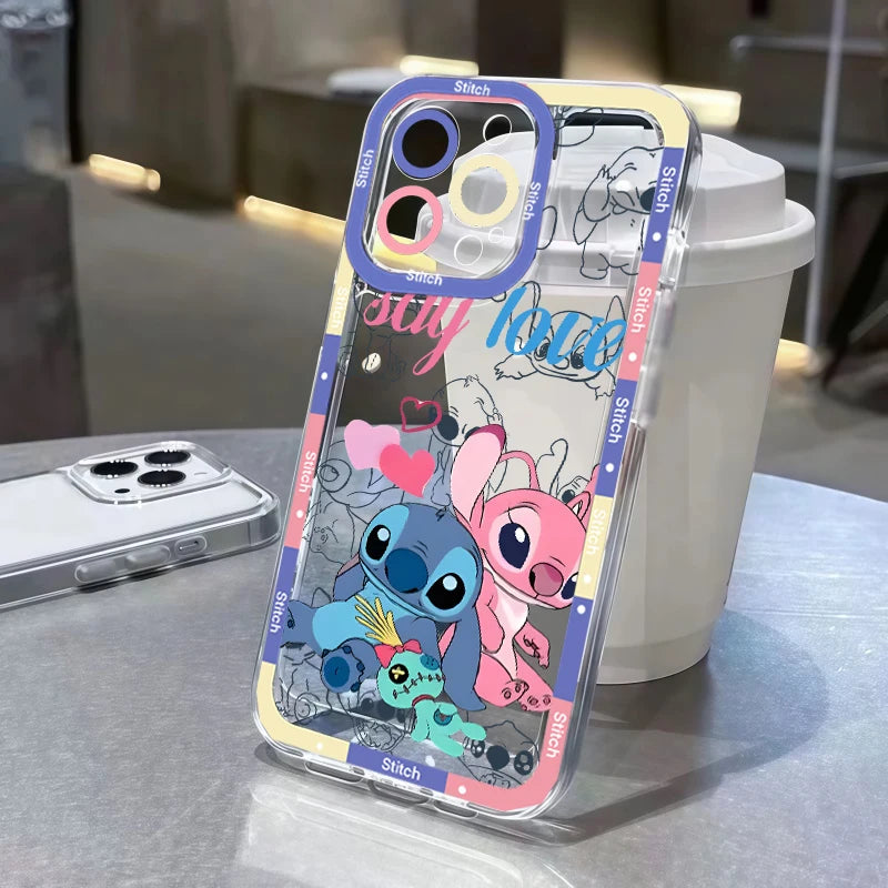 Stitch Angel Couple Phone Case For IPhone 11 12 14 15 16 Pro Max Mini X XS Max 7 8 6 6S Plus Casing Soft Clear TPU Cover