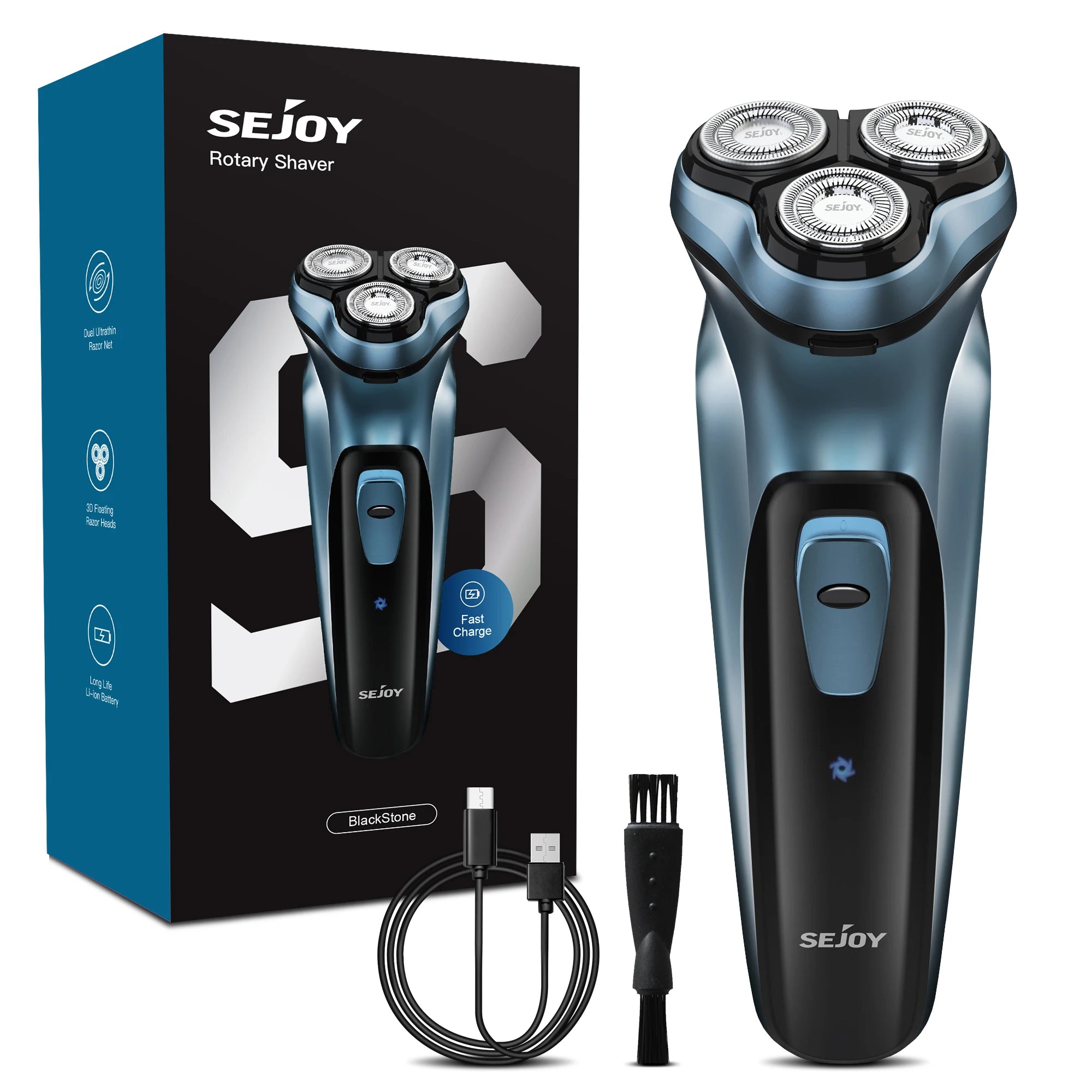 Sejoy 5W Electric Rotary Shavers for men 2 in 1 Razor Rechargeable Hair Trimmer 3D Floating Blade Washable Shaving Beard Machine