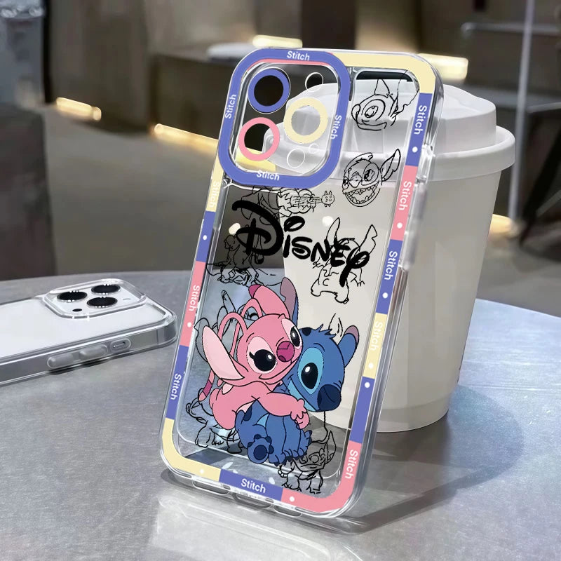 Stitch Angel Couple Phone Case For IPhone 11 12 14 15 16 Pro Max Mini X XS Max 7 8 6 6S Plus Casing Soft Clear TPU Cover