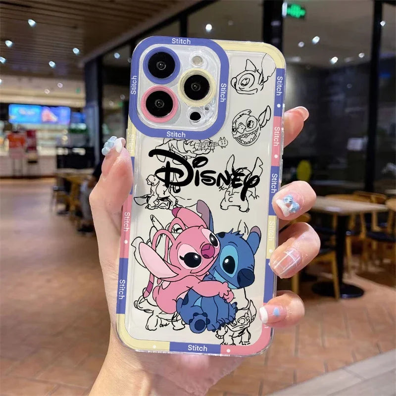Stitch Angel Couple Phone Case For IPhone 11 12 14 15 16 Pro Max Mini X XS Max 7 8 6 6S Plus Casing Soft Clear TPU Cover