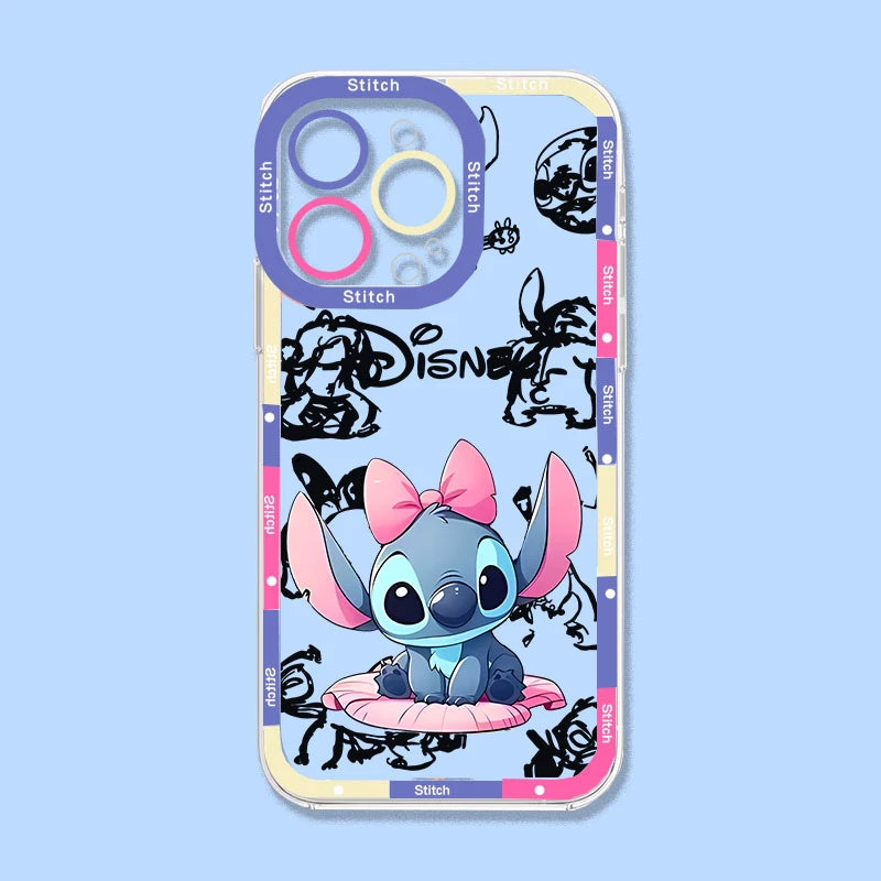 Stitch Angel Couple Phone Case For IPhone 11 12 14 15 16 Pro Max Mini X XS Max 7 8 6 6S Plus Casing Soft Clear TPU Cover